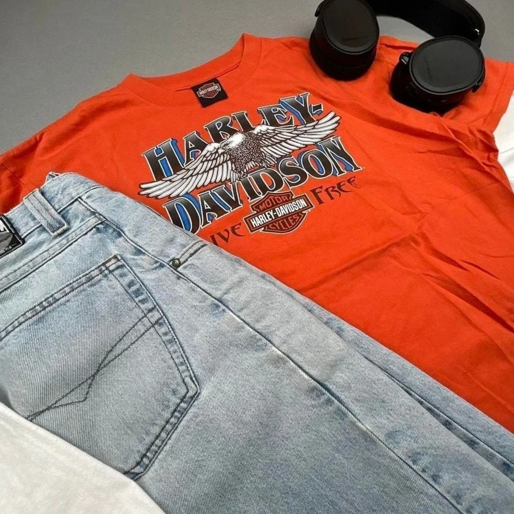 orange‎ eagle harley davidson skater and biker tee y2k grunge style size XL